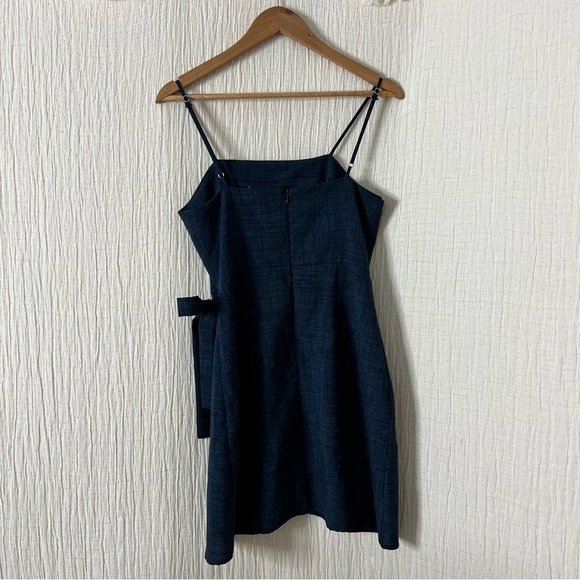 Altar'd State, dark blue faux wrap dress with bow, size medium - Picture 2 of 5